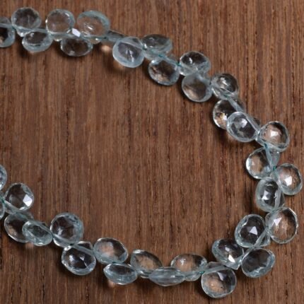 Blue Aquamarine Faceted Heart Beads