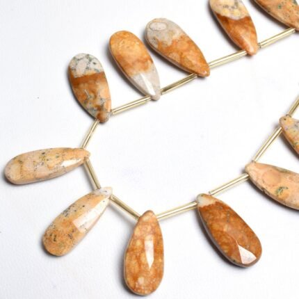 Camel Jasper Faceted Pear Shape Beads