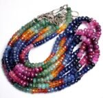 Multi Precious Faceted Rondelle Beads Necklace
