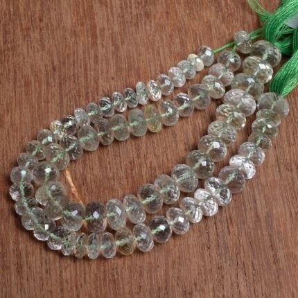 Green Amethyst Faceted Rondelle Beads