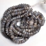 Grey Moonstone Smooth Rondelle Beads