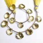 Lemon Quartz Faceted Concave Cut Heart Beads