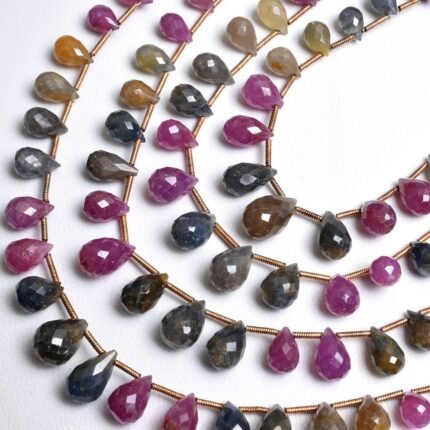 Multi Sapphire Faceted TearDrop Shape Beads
