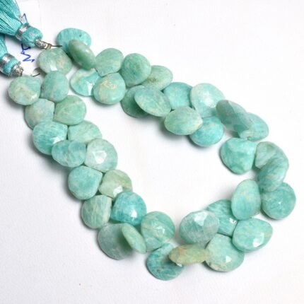Natural Amazonite Faceted Heart Shape Beads