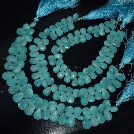 Natural Amazonite Faceted Pear Beads