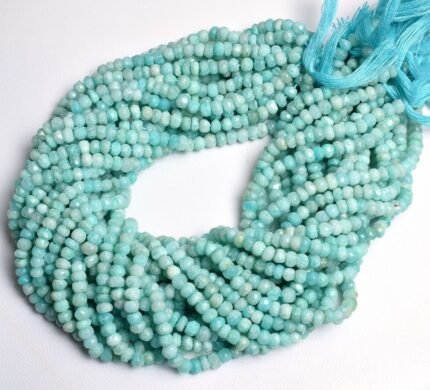 Natural Amazonite Faceted Rondelle Beads 4-4.5mm