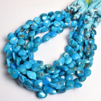 Natural Arizona Turquoise Faceted Heart Beads