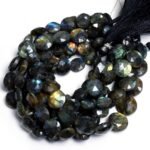Natural Blue Labradorite Faceted Coin Beads