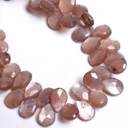 Natural Chocolate Moonstone Faceted Pear Beads