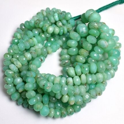 Natural Chrysoprase Faceted Rondelle Beads