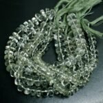 Natural Green Amethyst Smooth Rondelle Beads