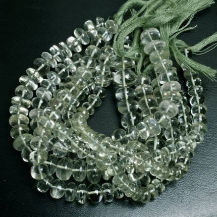 Natural Green Amethyst Smooth Rondelle Beads