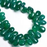 Natural Green Onyx Smooth Pear Beads