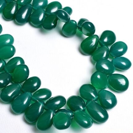 Natural Green Onyx Smooth Pear Beads