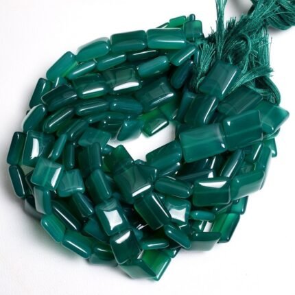 Natural Green Onyx Smooth Rectangle Shape Beads