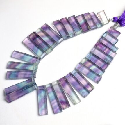 Natural Multi Fluorite Faceted Rectangle Beads
