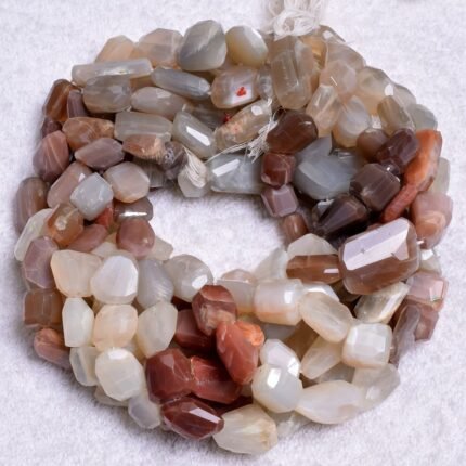 Natural Multi Moonstone Faceted Nuggets Beads
