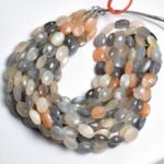 Natural Multi Moonstone Faceted Oval Beads
