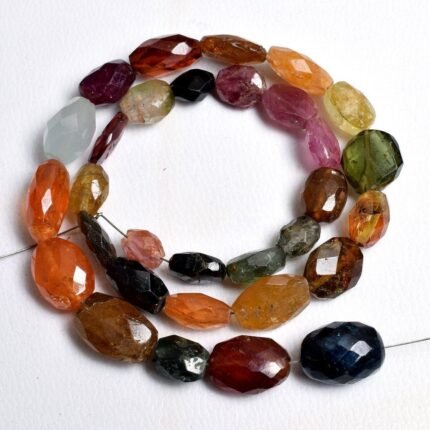 Natural Multi Tourmaline Faceted Oval Beads