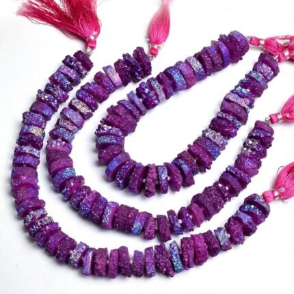 Natural Pink Druzy Rondelle Shape Beads