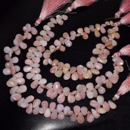 Natural Pink Opal Faceted Pear Beads