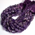 Natural Purple Amethyst Smooth Oval Carving Beads