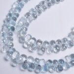 Natural White Blue Topaz Faceted Teardrop Beads