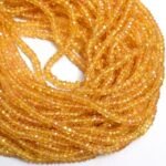 Natural Yellow Songea Sapphire Faceted Rondelle Beads