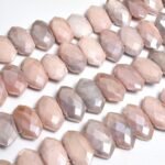 Peach Moonstone Coated Faceted Fancy Shape Beads
