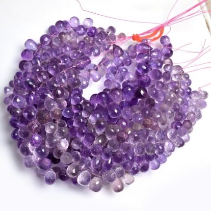 Pink Lavender Amethyst Faceted Teardrops Beads