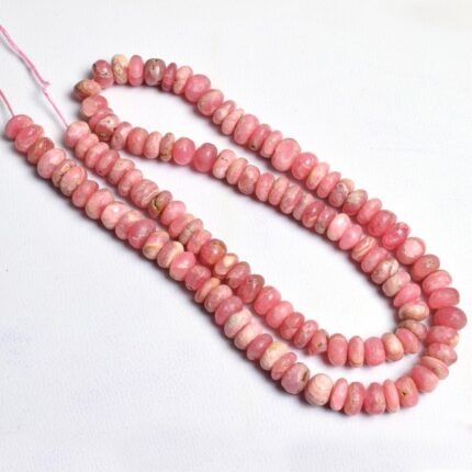 Pink Rhodochrosite Smooth Rondelle Beads