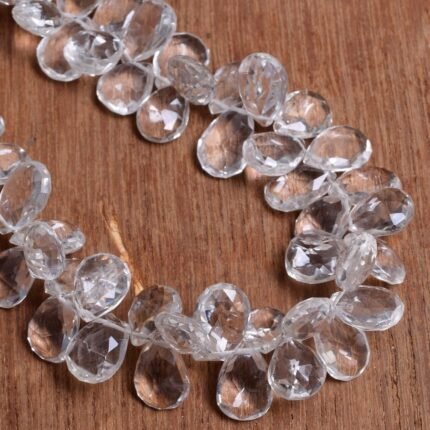 White Crystal Faceted Pear Beads