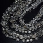 White Crystal Quartz Faceted Teardrops Beads