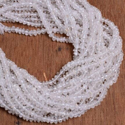 White Crystal Quartz Smooth Button Shape Beads