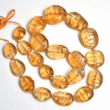Yellow Citrine Smooth Handcarving Beads