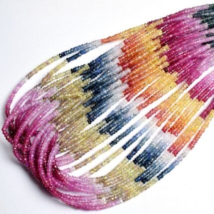 Multi Sapphire Faceted Rondelle Beads