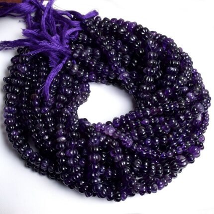 Purple Amethyst Carving Melon Beads