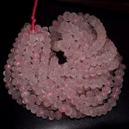 Rose Quartz Carved Melon Beads