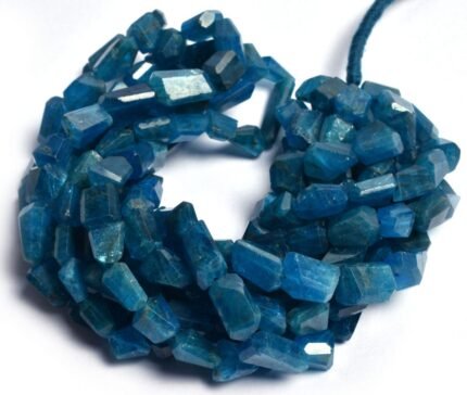 Natural Neon Apatite Faceted Nuggets Beads