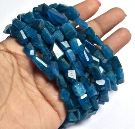 Natural Neon Apatite Faceted Nuggets Beads