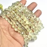 Natural Prehnite Faceted Coin Shape Beads