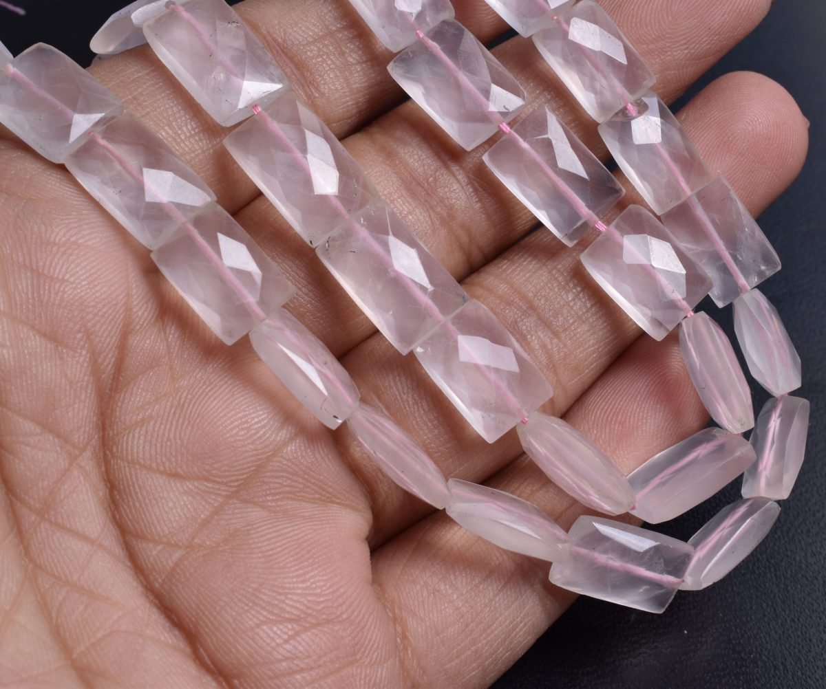 Rose Quartz Faceted Rectangle Beads Rose Quartz Faceted Rectangle Beads
