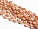 Natural Peach Moonstone Smooth Oval Rosary Chain
