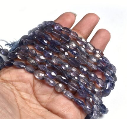 Natural Iolite Faceted Oval Shape Beads