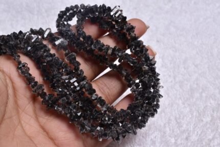Natural Black Herkimer Diamond Quartz Beads