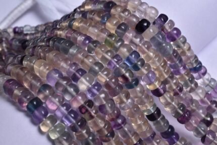 Natural Multi Fluorite Smooth Rondelle Shape Beads