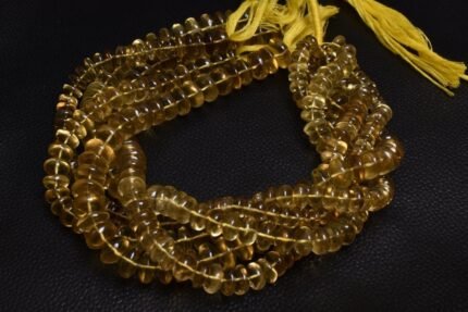 Honey Quartz Smooth Rondelle Shape Beads