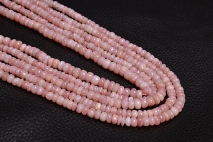 Natural Pink Opal Smooth Rondelle Shape Beads