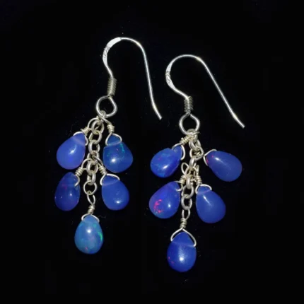 Blue Ethiopian Opal 925 Sterling Silver Earring