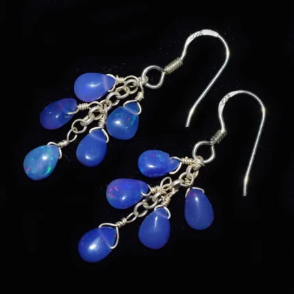 Blue Ethiopian Opal 925 Sterling Silver Earring